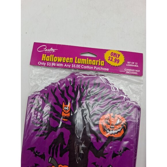 NOS Lot of 2 Halloween Luminaria Bags Pumpkins Spooky Tree Cut Out Face 24 Total - Picture 2 of 7